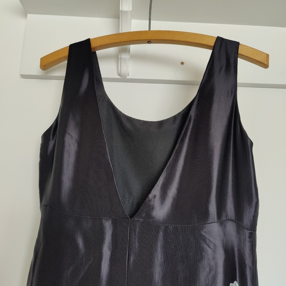 90's Asian inspired black sateen empire waist with floral design - Picture 6 of 10